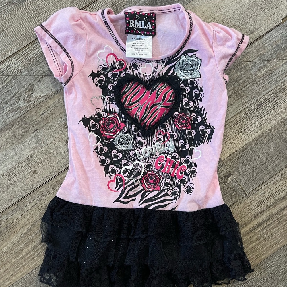 Pink Graphic Kids Top y2K rocker shirt toddler girls 2